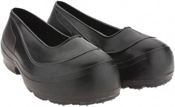 Winter Walking - Men's 2XL (Women's XL) Chemical Resistant Overshoes - 4" High, Plain Toe, Cleated Sole, Polyurethane Upper, Black - Benchmark Tooling