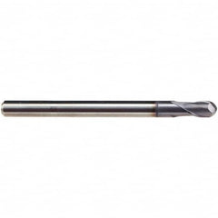 Emuge - 4mm Diam, 8mm LOC, 2 Flute Solid Carbide Ball End Mill - TiAlN Finish, Single End, 75mm OAL, 6mm Shank Diam, Ball Flute - Benchmark Tooling