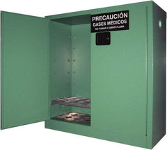 Securall Cabinets - 2 Door, Green Steel Standard Safety Cabinet for Flammable and Combustible Liquids - 44" High x 43" Wide x 18" Deep, Manual Closing Door, 3 Point Key Lock, D, E Cylinder Capacity - Benchmark Tooling