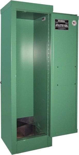 Securall Cabinets - 1 Door, Green Steel Standard Safety Cabinet for Flammable and Combustible Liquids - 44" High x 14" Wide x 13-5/8" Deep, Manual Closing Door, 3 Point Key Lock, D, E Cylinder Capacity - Benchmark Tooling