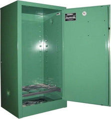 Securall Cabinets - 1 Door, Green Steel Standard Safety Cabinet for Flammable and Combustible Liquids - 65" High x 43" Wide x 34" Deep, Manual Closing Door, 3 Point Key Lock, H Cylinder Capacity - Benchmark Tooling