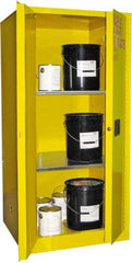 Securall Cabinets - 2 Door, 2 Shelf, Yellow Steel Standard Safety Cabinet for Flammable and Combustible Liquids - 65" High x 31" Wide x 31" Deep, Manual Closing Door, 3 Point Key Lock, 60 Gal Capacity - Benchmark Tooling