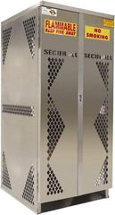 Securall Cabinets - 2 Door, Silver Aluminum Standard Safety Cabinet for Flammable and Combustible Liquids - 65" High x 60" Wide x 32" Deep, Manual Closing Door, Padlockable Hasp, Vertical Cylinder Capacity - Benchmark Tooling