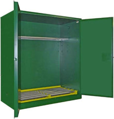 Securall Cabinets - 2 Door, 1 Shelf, Green Steel Standard Safety Cabinet for Flammable and Combustible Liquids - 67" High x 56" Wide x 31" Deep, Self Closing Door, 3 Point Key Lock, 120 Gal Capacity - Benchmark Tooling