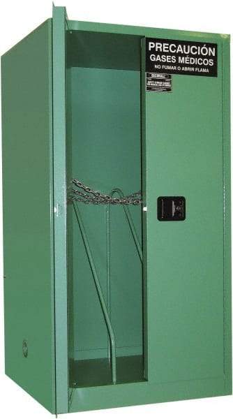 Securall Cabinets - 2 Door, Green Steel Standard Safety Cabinet for Flammable and Combustible Liquids - 65" High x 34" Wide x 34" Deep, Manual Closing Door, 3 Point Key Lock, H Cylinder Capacity - Benchmark Tooling