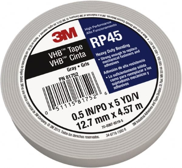 3M - 3/4" x 5 Yd Acrylic Adhesive Double Sided Tape - 0.04" Thick, Polyethylene Foam Liner, Series RP45 - Benchmark Tooling