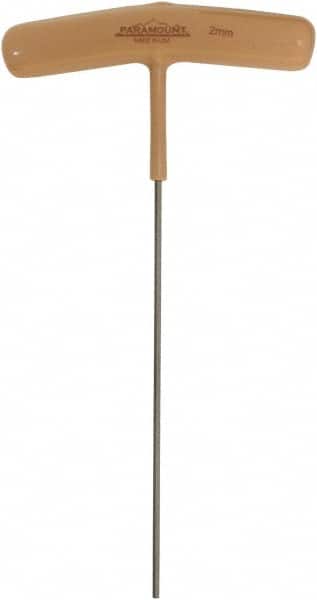 Paramount - 2mm Hex, T-Handle Cushion Grip, Hex Key - 5-29/32" OAL, Protanium High Torque Steel, Metric System of Measurement - Benchmark Tooling