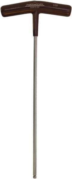 Paramount - 7/32" Hex, T-Handle Cushion Grip, Ball End Hex Key - 10-19/64" OAL, Protanium High Torque Steel, Inch System of Measurement - Benchmark Tooling
