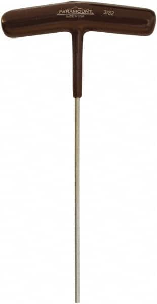 Paramount - 3/32" Hex, T-Handle Cushion Grip, Hex Key - 6-7/64" OAL, Protanium High Torque Steel, Inch System of Measurement - Benchmark Tooling