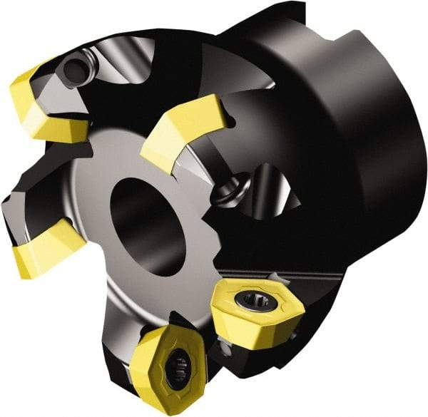 Sandvik Coromant - 51.3mm Cut Diam, 22mm Arbor Hole, 2mm Max Depth of Cut, 19° Indexable Chamfer & Angle Face Mill - 5 Inserts, 419R-1405 Insert, Right Hand Cut, Series CoroMill 419 - Benchmark Tooling