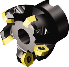 Sandvik Coromant - 69.3mm Cut Diam, 27mm Arbor Hole, 2mm Max Depth of Cut, 19° Indexable Chamfer & Angle Face Mill - 7 Inserts, 419R-1405 Insert, Right Hand Cut, Series CoroMill 419 - Benchmark Tooling