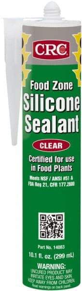 CRC - 10.1 oz Cartridge Clear Hydroxy-Terminated Polydimethylsiloxane/Silica Food Grade Silicone Sealant - -70 to 400°F Operating Temp, 60 min Tack Free Dry Time, 24 hr Full Cure Time - Benchmark Tooling