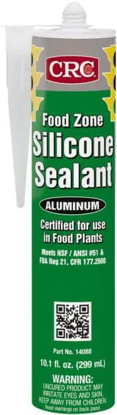 CRC - 10.1 oz Cartridge Silver Hydroxy-Terminated Polydimethylsiloxane/Silica Food Grade Silicone Sealant - -70 to 400°F Operating Temp, 60 min Tack Free Dry Time, 24 hr Full Cure Time - Benchmark Tooling