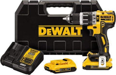 DeWALT - 20 Volt 1/2" Metal Single Sleeve w Carbide Jaws Ratcheting Chuck Chuck Cordless Hammer Drill - 0 to 34,000 BPM, 0 to 500 & 0 to 2,000 RPM, Reversible, Mid-Handle - Benchmark Tooling