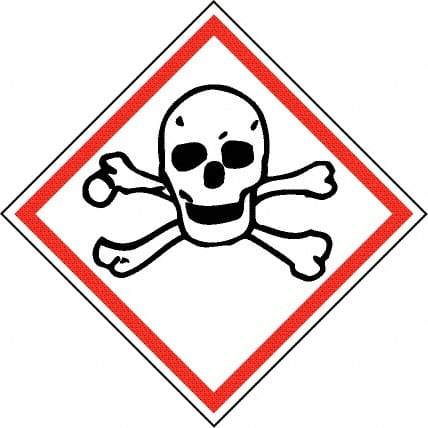 NMC - Hazardous Materials Label, Header: Toxic Warning - Legend: GHS - Graphic, English, Black & Red, 4" Long x 4" High, No Coating - Benchmark Tooling