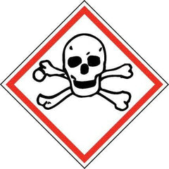 NMC - Hazardous Materials Label, Header: Toxic Warning - Legend: GHS - Graphic, English, Black & Red, 4" Long x 4" High, No Coating - Benchmark Tooling