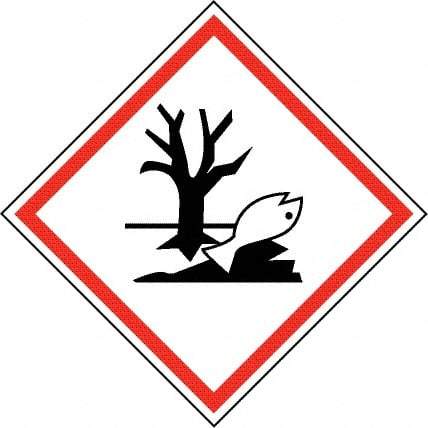NMC - Hazardous Materials Label, Header: Dangerous for Environment Warning - Legend: GHS - Graphic, English, Black & Red, 4" Long x 4" High, No Coating - Benchmark Tooling