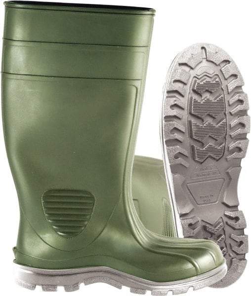 PRO-SAFE - Unisex Size 8 Medium Width Steel Work Boot - Green, PVC Blend Upper, 15" High, Non-Slip, Waterproof - Benchmark Tooling