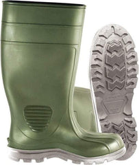 PRO-SAFE - Unisex Size 13 Medium Width Steel Work Boot - Green, PVC Blend Upper, 15" High, Non-Slip, Waterproof - Benchmark Tooling