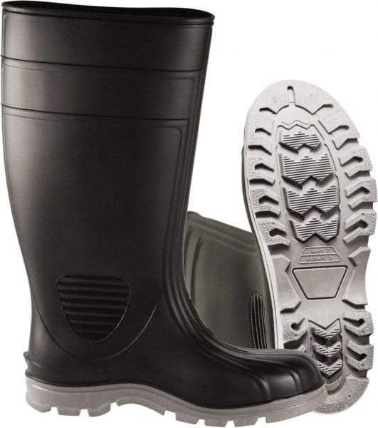 PRO-SAFE - Unisex Size 11 Medium Width Steel Work Boot - Black, PVC Blend Upper, 15" High, Non-Slip, Waterproof - Benchmark Tooling