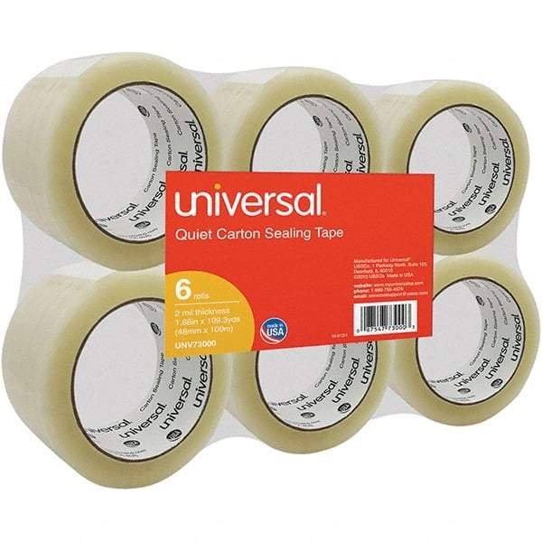 UNIVERSAL - 48mm Wide x 2mm Thick x 100m Long, 73000 Box Sealing & Label Protection Tape - Clear - Benchmark Tooling