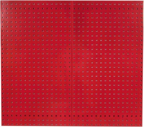 Triton - 24" Wide x 42-1/2" High Industrial Steel Tool Peg Board System - 2 Panels, Steel with Epoxy Coating, Red - Benchmark Tooling