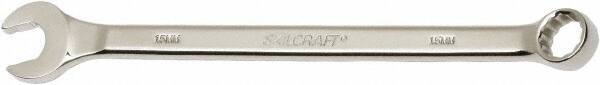 Ability One - 15mm 12 Point Combination Wrench - 15° Offset Angle, Steel, Chrome Finish - Benchmark Tooling