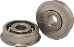 USDI - 1 Row, 1-1/8" OD, 1/2" Bore Diam, Round Open Conveyor Roller Bearing - 80 Lb Capacity, 550 Max RPM, with Flange, Steel with Steel Housing - Benchmark Tooling