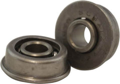USDI - 1 Row, 11/16" OD, 1/4" Bore Diam, Round Open Conveyor Roller Bearing - 35 Lb Capacity, 550 Max RPM, with Flange, Steel with Steel Housing - Benchmark Tooling