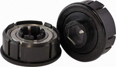USDI - 1 Row, 2.262" OD, 11/16" Hex Double Seal Conveyor Roller Bearing - 750 Lb Capacity, 550 Max RPM, with Flange, Steel with Plastic, Zinc Housing - Benchmark Tooling