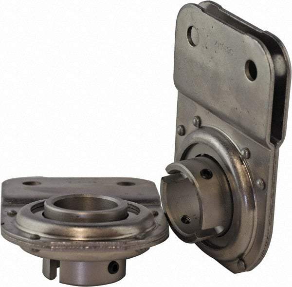 USDI - 1 Row, 5-7/64" OD, 1-1/4" Bore Diam, Round Open Conveyor Roller Bearing - 375 Lb Capacity, 550 Max RPM, with Flange, Steel with Steel Housing - Benchmark Tooling