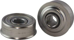 USDI - 1 Row, 2.265" OD, 11/16" Hex Single Seal Conveyor Roller Bearing - 425 Lb Capacity, 550 Max RPM, with Flange, Steel with Zinc Housing - Benchmark Tooling