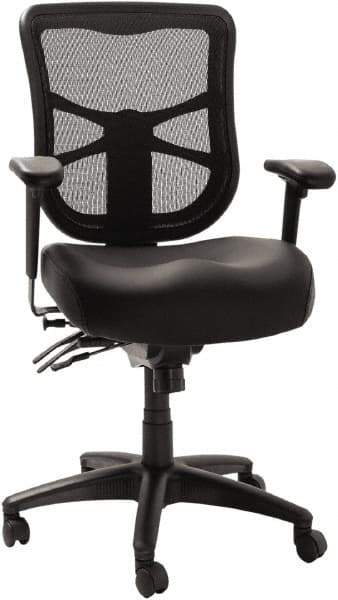 ALERA - 42-7/8" High Mid Back Chair - 25" Wide x 27-5/8" Deep, Leather Seat, Black - Benchmark Tooling