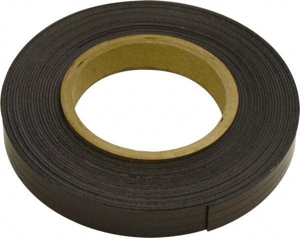 Mag-Mate - 300" Long x 1" Wide x 1/32" Thick Flexible Magnetic Strip - 8 Lb Max Pull Force, 4 Linear Ft/Lb Magnetic Pull Force, Plain Back, Dark Brown - Benchmark Tooling