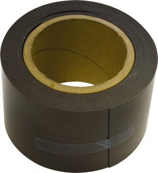 Mag-Mate - 25' Long x 3" Wide x 1/32" Thick Flexible Magnetic Strip - 24 Lb Max Pull Force, 12 Linear Ft/Lb Magnetic Pull Force, Plain Back, Dark Brown - Benchmark Tooling