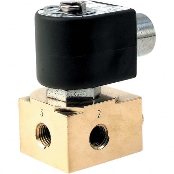 Parker - 24/60 VAC 1/4" NPT Port Brass Three-Way Quick Exhaust Solenoid Valve - Benchmark Tooling