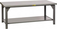 Little Giant - 84 Wide x 42" Deep x 34" High, 7 Gauge Steel Workbench - Fixed Legs, Gray - Benchmark Tooling