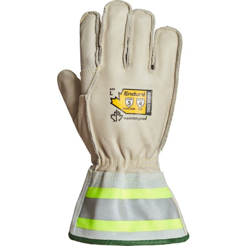 Built-tough lineman gloves with enhanced visibility