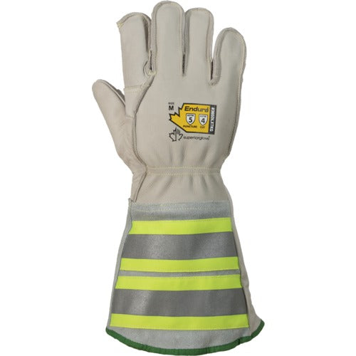 High visibility, extended cuff lineman gloves with 360° cut protection