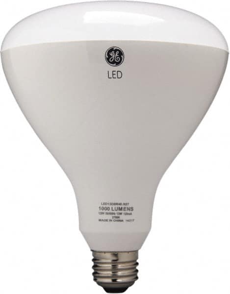 GE Lighting - 13 Watt LED Flood/Spot Medium Screw Lamp - 2,700°K Color Temp, 1,070 Lumens, 120 Volts, Dimmable, BR40, 25,000 hr Avg Life - Benchmark Tooling