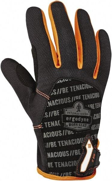 Ergodyne - Size M (8) Polyester Blend Work Gloves - For Mechanic's & Lifting, Uncoated, Hook & Loop Cuff, Full Fingered, Black, Paired - Benchmark Tooling
