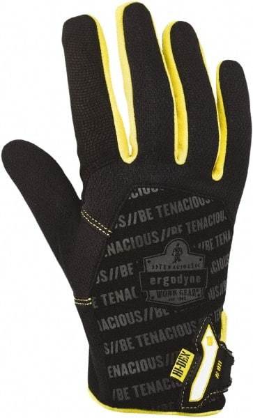Ergodyne - Size M (8) Polyester Blend Work Gloves - For Mechanic's & Lifting, Uncoated, Hook & Loop Cuff, Full Fingered, Black, Paired - Benchmark Tooling