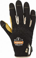 Ergodyne - Size S (7) Polyester Blend Work Gloves - For Mechanic's & Lifting, Uncoated, Hook & Loop Cuff, Full Fingered, Black/Tan, Paired - Benchmark Tooling