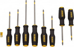 DeWALT - 8 Piece Phillips, Slotted & Square Screwdriver Set - Ergonomic & Bi-material Handle, Blade Sizes: Length 3 to 6, Width 3/16, 1/4 & 5/16, Bit Sizes: Philips #1 to #3 - Benchmark Tooling