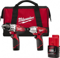 Milwaukee Tool - 12 Volt Cordless Tool Combination Kit - Includes 1/4" Hex Impact Driver & 3/8" Drill/Driver, Lithium-Ion Battery Included - Benchmark Tooling