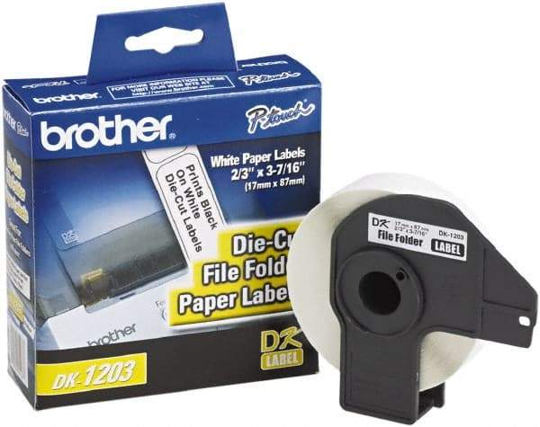 Brother - 0.66" Wide x 3.4" Long, White Paper File Folder Label - For PC Label Printers - Benchmark Tooling