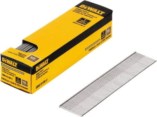 DeWALT - 18 Gauge 1" Long Brad Nails for Power Nailers - Steel, Bright Finish, Smooth Shank, Straight Stick Collation, Brad Head, Chisel Point - Benchmark Tooling