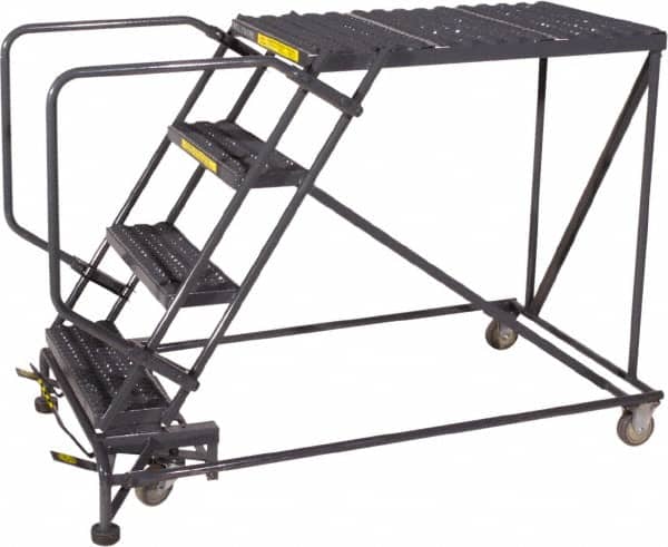 Ballymore - 40" 4 Step Single Entry Work Platform - Rolling Work Platform, 800 Lb Capacity, 40" Platform Height, 38" Base Width x 71" Base Depth, Grip Strut - Benchmark Tooling