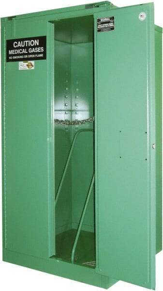 Securall Cabinets - 1 Door, Green Steel Standard Safety Cabinet for Flammable and Combustible Liquids - 46" High x 43" Wide x 18" Deep, Self Closing Door, 3 Point Key Lock, H Cylinder Capacity - Benchmark Tooling