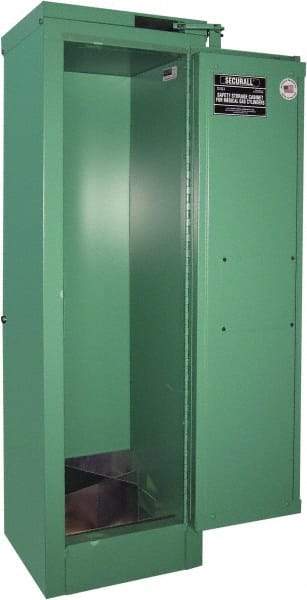 Securall Cabinets - 1 Door, Green Steel Standard Safety Cabinet for Flammable and Combustible Liquids - 46" High x 14" Wide x 13-5/8" Deep, Self Closing Door, 3 Point Key Lock, D, E Cylinder Capacity - Benchmark Tooling